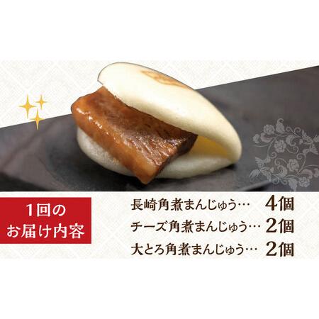 ふるさと納税 【6回定期便】【化粧箱】角煮まんじゅう3種 計48個 岩崎本舗[EAB043] 角煮 ギフト 定期 定期便 長崎県長与町の画像