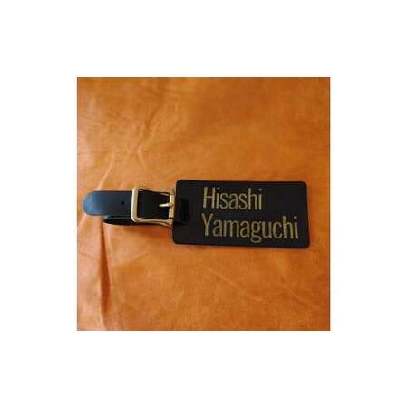 ふるさと納税 レザー刻印 ゴルフ用 ネームプレート (黒×金) | レザー ネームプレート ぬくもり刻印 埼玉県北本市