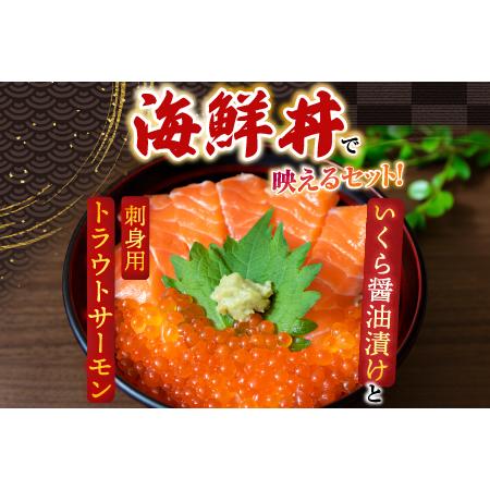 ふるさと納税 いくら醤油漬け70g×1P・刺身用トラウトサーモン(背)300〜400g×1本 A-11209 北海道根室市の画像