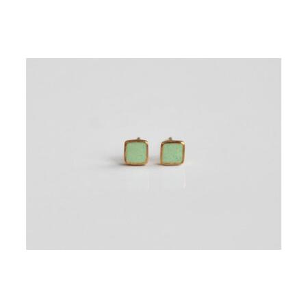 ふるさと納税 ピアス 四角 ミントグリーン K18 七宝 | ピアス アクセサリー Kenichi Kondo 埼玉県北本市