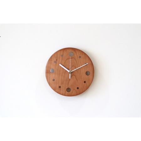 ふるさと納税 掛時計(ブラックチェリー・白針) 時計 ウォールクロック 木製 無垢 無垢材 おしゃれ デザイナーズ時計 デザイン [uj-CY002-A][.. 京都府宇治市