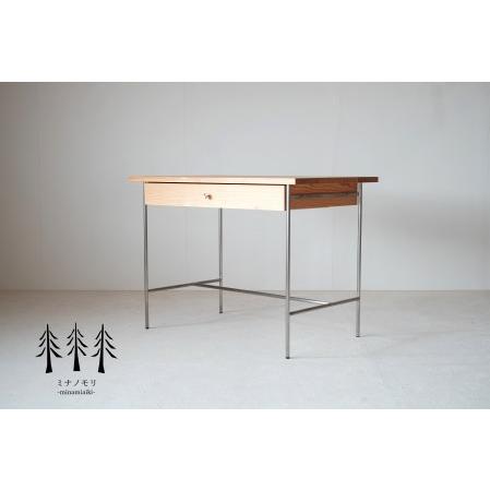 ふるさと納税 ベーシックなウッドデスク 『mina no mori Desk B(SUSFrame) ミナノモリ デスクB(ステンレスフレーム)』信州南相木村産カラマ.. 長野県南相木村