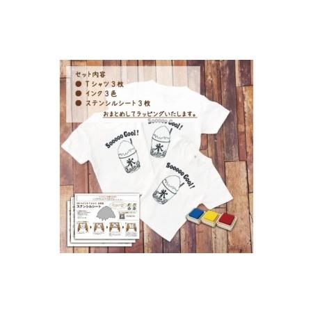 ふるさと納税　3人兄弟姉妹でおそろい　DIYペイント　Tシャツ3枚組ギフトセット　80cm×90cm×140cm　かき氷　神奈川県逗子市