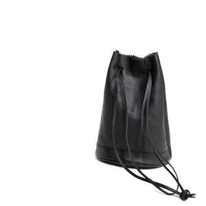 ふるさと納税 [レザー巾着]Drawstring bag カラー:Black 栃木県栃木市
