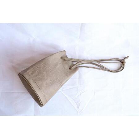 ふるさと納税 [レザー巾着]Drawstring bag カラー:Greige 栃木県栃木市