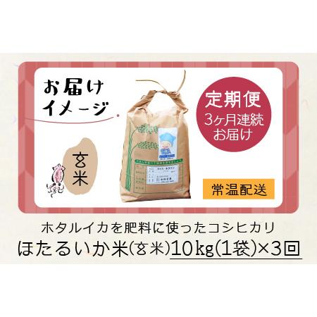 ふるさと納税 ほたるいか米（玄米10kg）×3回 計30kg【3ヶ月定期便】 [D-021001] 富山県滑川市の画像