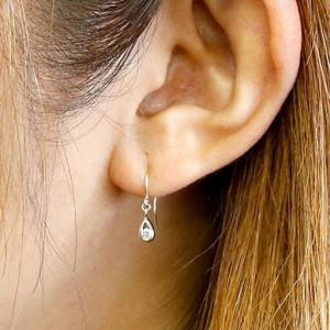 ふるさと納税  プラチナ ピアス ダイヤモンド フック ダイヤ 0.1ct フックピアス ペア pt900 シンプル ティアドロップ 雫 涙型 ドロップ 両耳 ジ.. 山梨県昭和町の画像