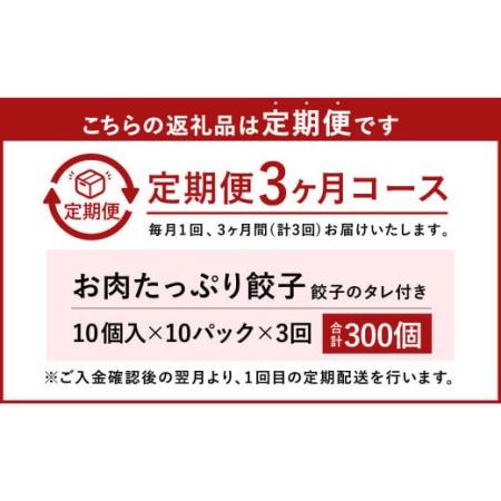 ふるさと納税 【3ヶ月定期便】お肉たっぷり餃子 約6kg（10個入×10パック×3回） 熊本県水俣市