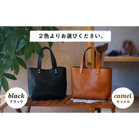 ふるさと納税 本革 ミニトート （ ブラック / キャメル ） 糸島市 / BLESS [AAA023] 鞄 レザー 福岡県糸島市の画像
