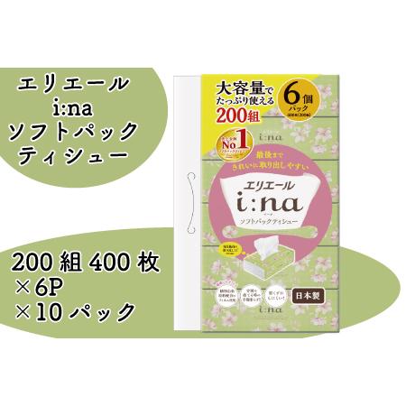 ふるさと納税 エリエール i:na(イーナ)ティシュー ソフトパック 200組6パック×10(60パック) 愛媛県四国中央市