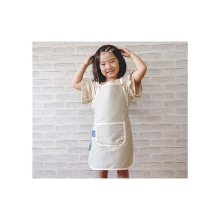 ふるさと納税 親子エプロンセット 無地 男女兼用 シンプル 動きやすい 丈夫 キッズ おそろい ベージュ [＋salt (プラスソルト)] 【013S064】 新潟県三条市の画像