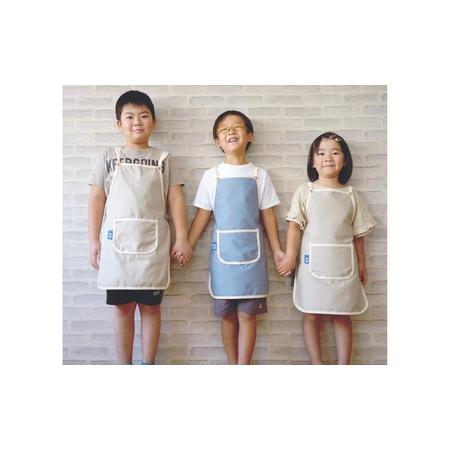 ふるさと納税 親子エプロンセット 無地 男女兼用 シンプル 動きやすい 丈夫 キッズ おそろい ベージュ [＋salt (プラスソルト)] 【013S064】 新潟県三条市の画像