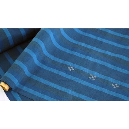ふるさと納税 AZ-76 みんさー織 総手織りボタンダウンシャツ（藍ストライプ）LLサイズ 沖縄県石垣市 - 4