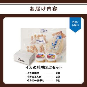 ふるさと納税 イカの珍味 3点セット｜イカ一夜干し 干物 塩辛 とんび 酒の肴 珍味 おつまみ【A153】 佐賀県玄海町の画像