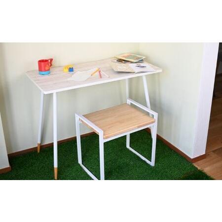 【希少】 ふるさと納税 ワークテーブル 天板（ナチュラルオーク）脚/フレーム（ホワイト）幅90　奥行45　高さ72 メタリックゴールド 栃木県鹿沼市 【ZYX1786638131】(62920円)