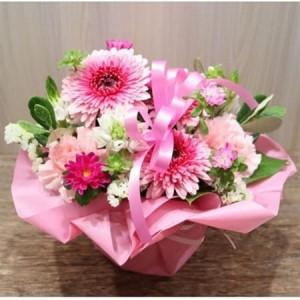ふるさと納税 【ピンク系:ガーベラ、カーネーション＋季節のお花】生花アレンジメント【配送不可地域：離島】【1379555】 埼玉県ふじみ野市_1