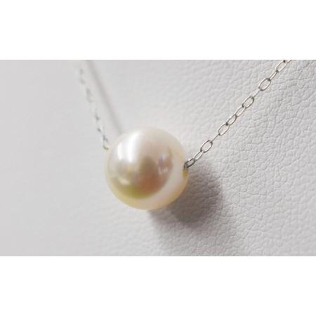 ふるさと納税 S101-338_天草産 9mm - 9.5mm 花珠級 一粒ペンダント スルー あこや真珠 ネックレス 【K18WG】 熊本県天草市_1