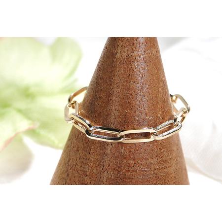 ふるさと納税 K18 18金 指輪 ペーパークリップチェーンリング イエロー