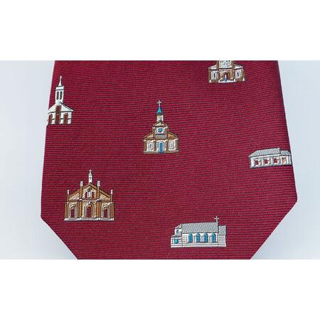 ふるさと納税 教会群ねくたい (エンジ) ネクタイ プレゼント 長崎市/長崎まちづくり屋[LLN010] 長崎県長崎市 