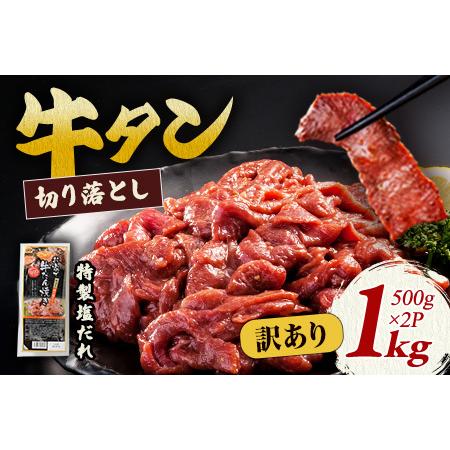 ふるさと納税 [訳あり]牛タン お家で牛タン焼き 〜味付け切り落とし〜 牛タン 1kg(500g×2パック) 牛タン[1677] 岩手県花巻市