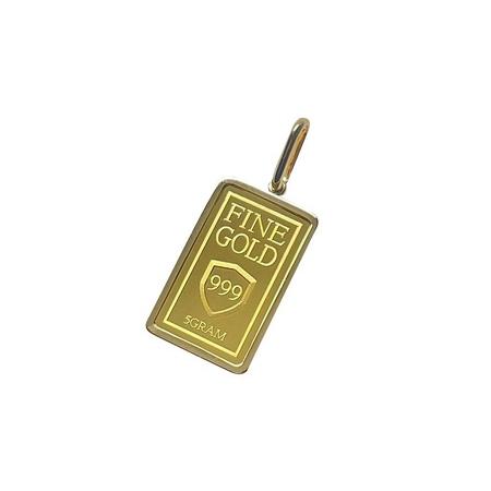 ふるさと納税 18金/K24 インゴットバーペンダントトップ5g[造幣局検定