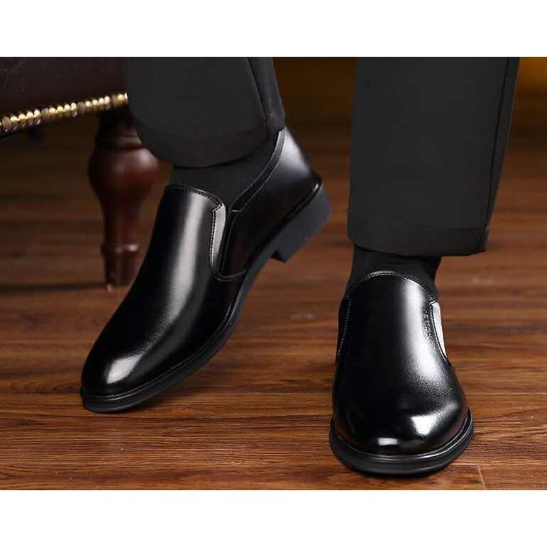 沖縄 北海道 離島発送不可 PUレザー ビジネスシューズ 紐なし