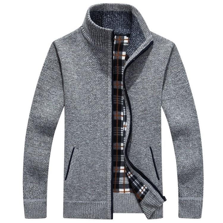 メンズ ジップアップ 裏起毛 裏フリース ニットジャケット