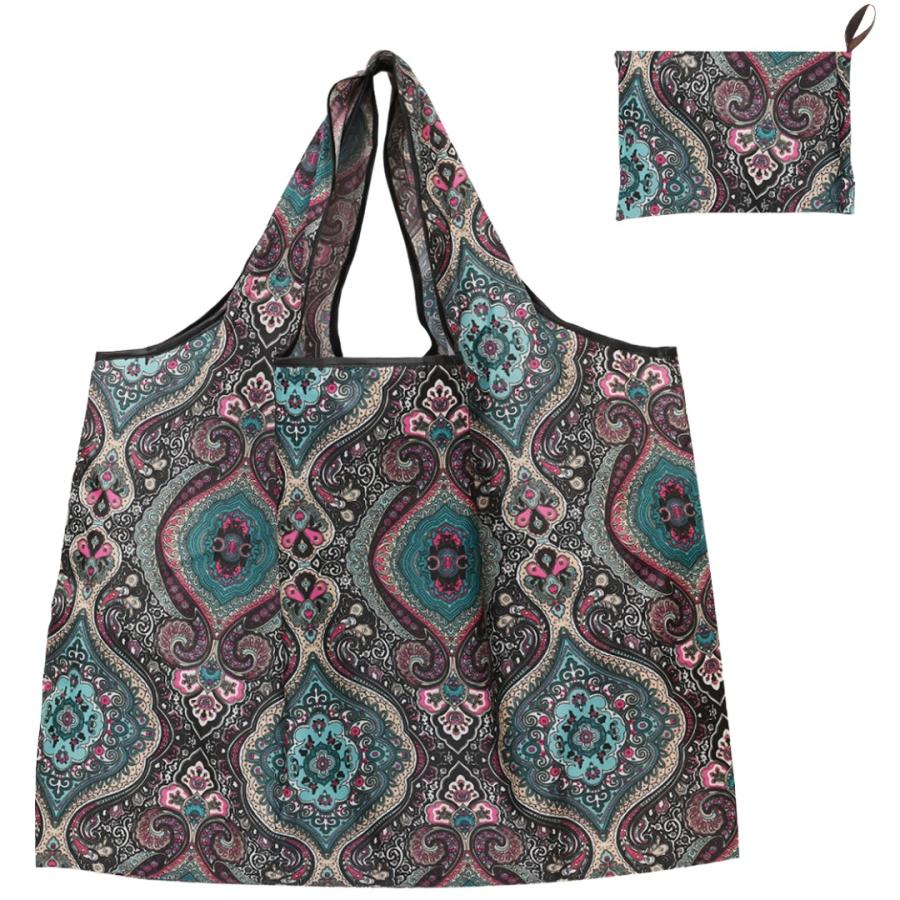 エコバッグ おしゃれ 大きめ 大容量 手提げ 収納 折りたたみ コンパクト  買い物 コンビニ  無地 花柄 ストライプ ヒョウ柄 ボタニカル |  | 19