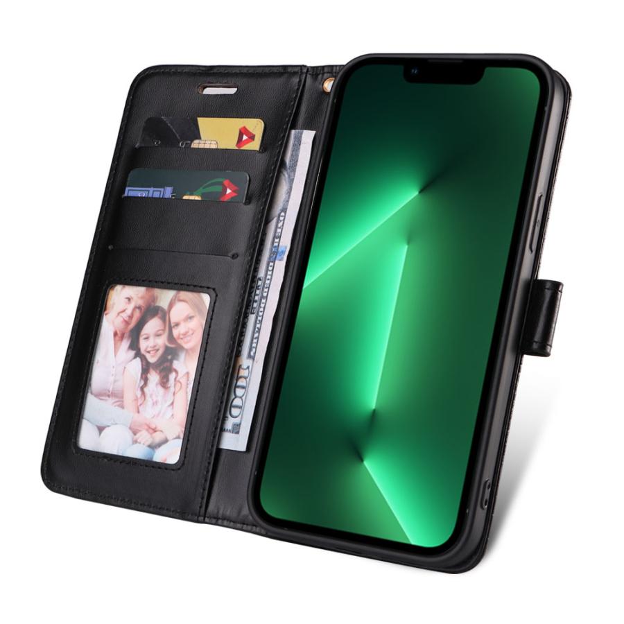 手帳型 iPhone16 iPhone15 iPhone14 iPhone13 iPhone12 pro スマホカバー PUレザー クロコダイル風 型押し カード収納 スマホケース アイフォン 携帯ケース 黒 |  | 01