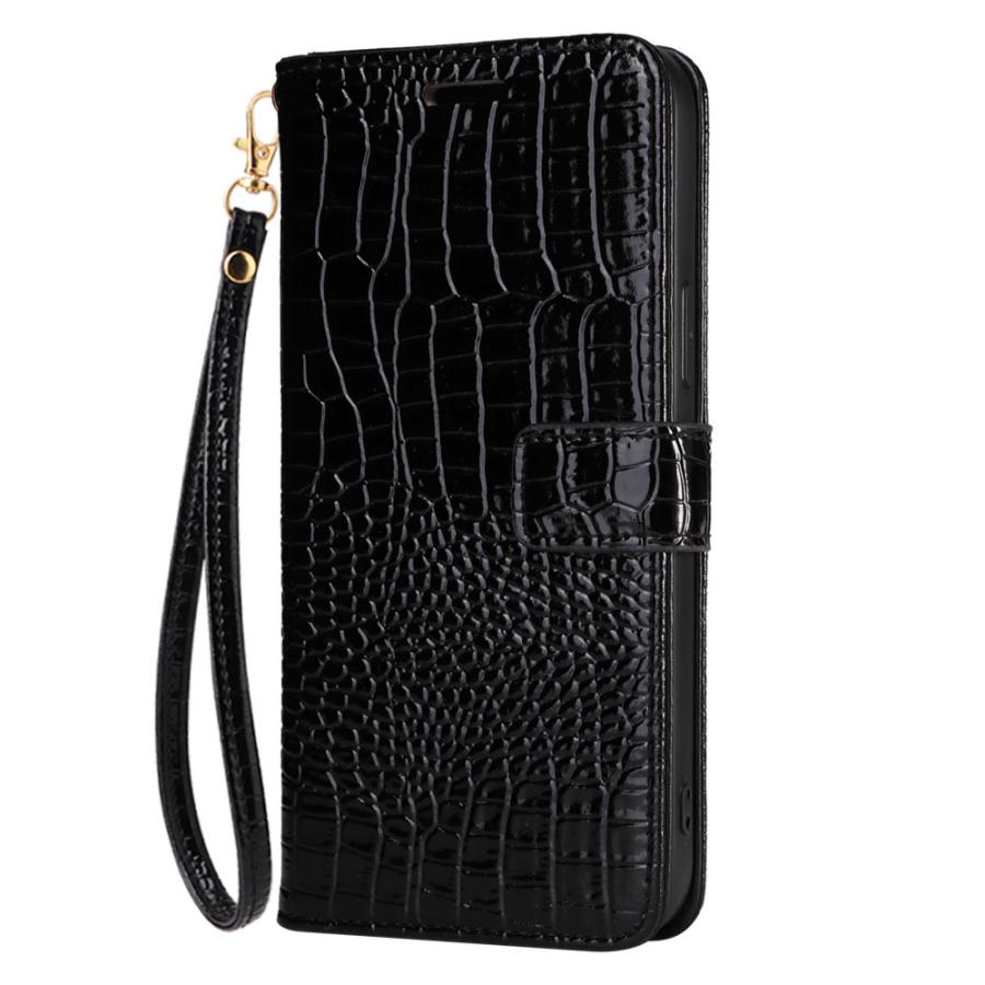 手帳型 iPhone16 iPhone15 iPhone14 iPhone13 iPhone12 pro スマホカバー PUレザー クロコダイル風 型押し カード収納 スマホケース アイフォン 携帯ケース 黒 |  | 02