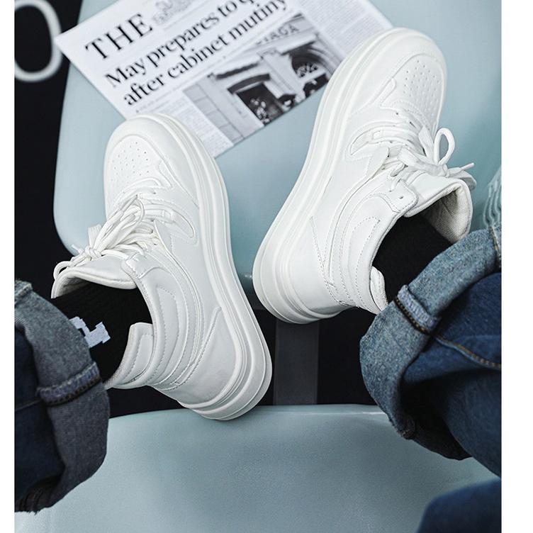 厚底約5cm メンズ ハイカット PUレザー スニーカー 靴 バッシュ