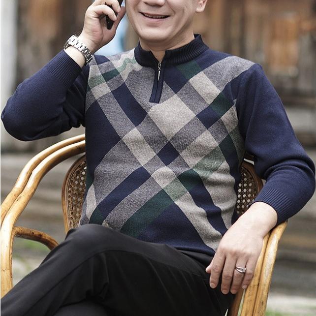 メンズ セーター 長袖 チャック 40代 50代 60代 ニット ゴルフウェア