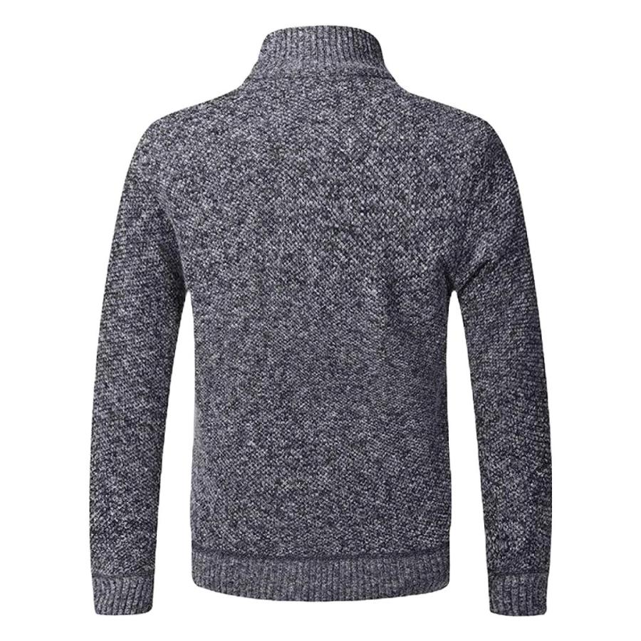 メンズ ジップアップ 裏起毛 裏フリース ニットジャケット ニット