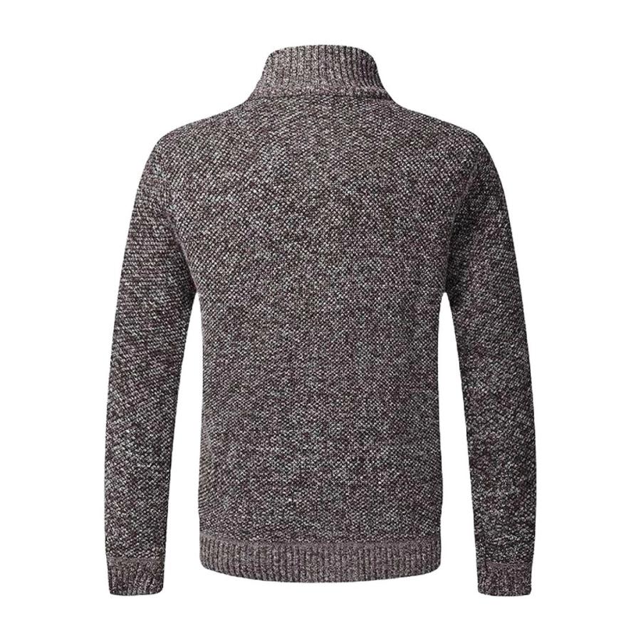 メンズ ジップアップ 裏起毛 裏フリース ニットジャケット ニット