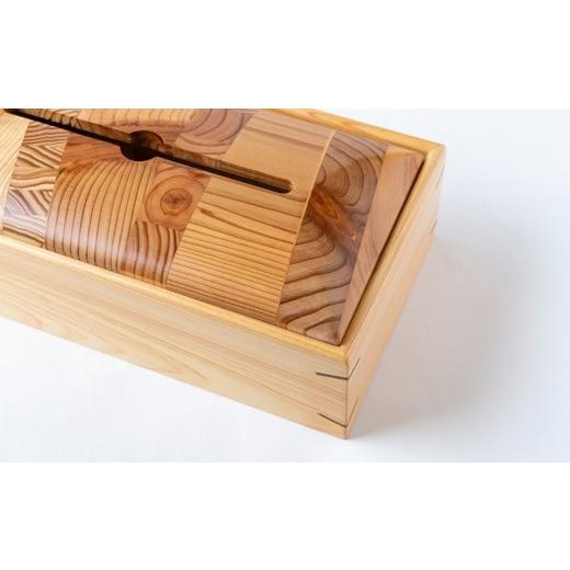 ふるさと納税 木工品・竹工品 福岡県 うきは市 Design Labo i 地元杉・ヒノキティッシュケース (パズル) 木製 ケース ティッシュホルダー 福岡県 うきは市の画像