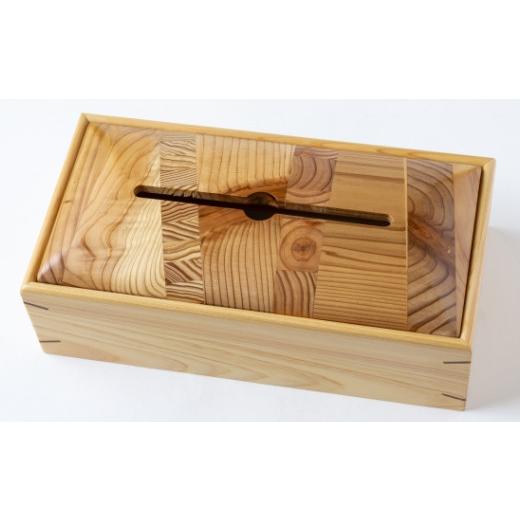 ふるさと納税 木工品・竹工品 福岡県 うきは市 Design Labo i 地元杉・ヒノキティッシュケース (パズル) 木製 ケース ティッシュホルダー 福岡県 うきは市の画像
