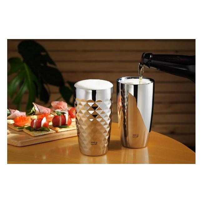 ふるさと納税 食器・グラス タンブラー 新潟県 燕市 磨き屋シンジケート ビアタンブラー2点セット(プレーン \u0026 ダイヤモンドカットタイプ) FC035016の画像