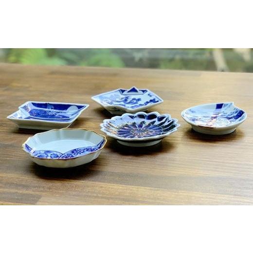 ふるさと納税 陶磁器・漆器・ガラス 佐賀県 有田町 有田焼 伯父山窯 染付豆皿 5枚セット まるふく 器 うつわ 豆皿 小皿 まめざら A35-588の画像