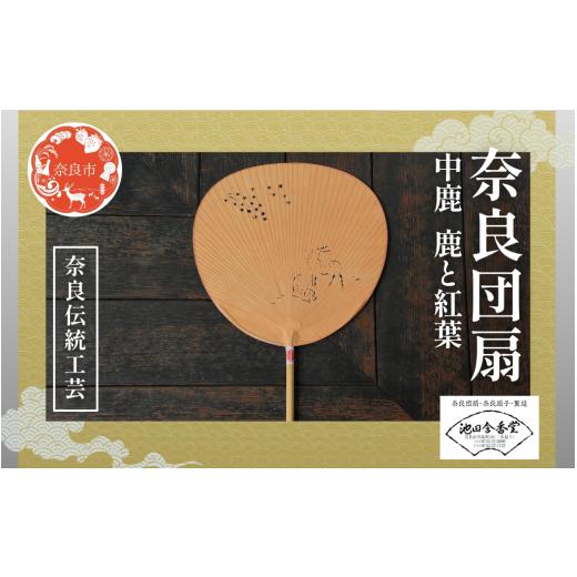 ふるさと納税 伝統技術 奈良県 奈良市 奈良団扇 中鹿 茶 鹿と紅葉 化粧箱入り うちわ 奈良うちわ ハンディーファン 奈良 奈良市 奈良県 奈良町 池田含香堂 伝…