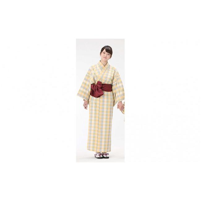 ふるさと納税 織物・繊維品 静岡県 浜松市 遠州綿紬使用 女性用 日本製 旅館浴衣\u0026帯のセット 檸檬 No.5786-8020 2092 檸檬（れもん）の画像