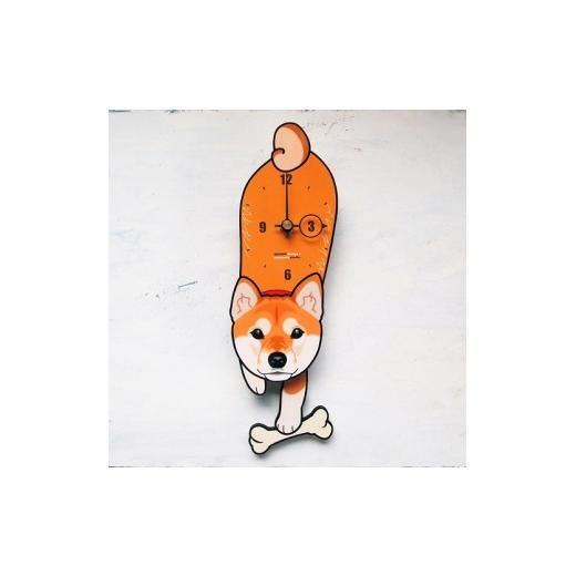ふるさと納税 木工品・竹工品 岡山県 西粟倉村 D-002M1 柴犬-犬の振り子時計ネズミ C-CD-002A D-002 柴犬_ネズミ/Mouse