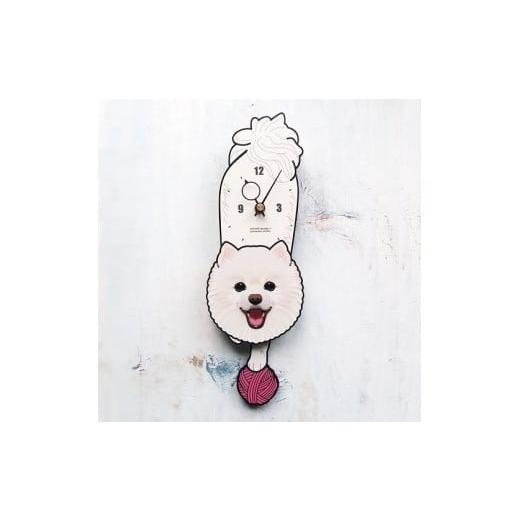 ふるさと納税 木工品・竹工品 岡山県 西粟倉村 D-100W1 ポメラニアン-犬の振り子時計毛糸玉01.ORANGE C-CD-100A D-100 ポメラニアン_毛糸玉/Woollump-01.ORA…