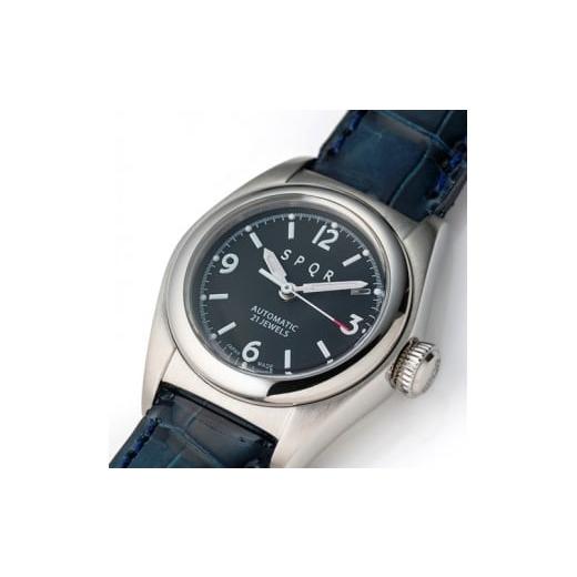 ふるさと納税 小物 長野県 岡谷市 腕時計 機械式 SPQR Ventuno fs 文字盤ブラック ケース SS バンド ステンレススチールメッシュ 腕時計 時計 ブランド …