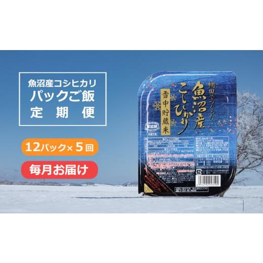 ふるさと納税 新潟県 小千谷市 r05-F3013 「魚沼産コシヒカリ雪中貯蔵米パック定期便12個×5回」レトルトご飯 レトルトごはん 一人暮らし パックご飯 パックご…