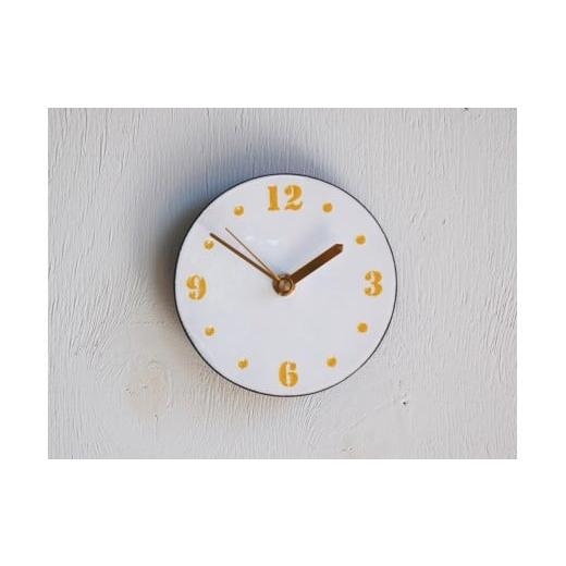 ふるさと納税 雑貨・日用品 インテリア 埼玉県 北本市 壁掛け時計 文字盤S 白地に黄色文字 | 時計 壁掛け 七宝 七宝焼き 装飾 インテリア シンプル シック デ…