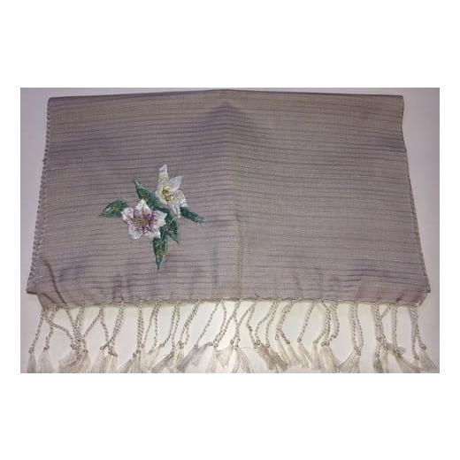 ふるさと納税 織物・繊維品 鹿児島県 いちき串木野市 本場大島紬手刺繍 手染めストール 紫 BB-014aH 手刺繍ストール 紫