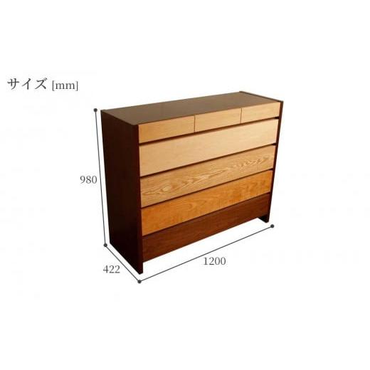 ふるさと納税 家具 タンス・チェスト 福岡県 大川市 MOBEL／メーベル 120-5チェスト 引出しが本体に入り込んだフラットなデザインに異なる5種類の天然木を使…_6