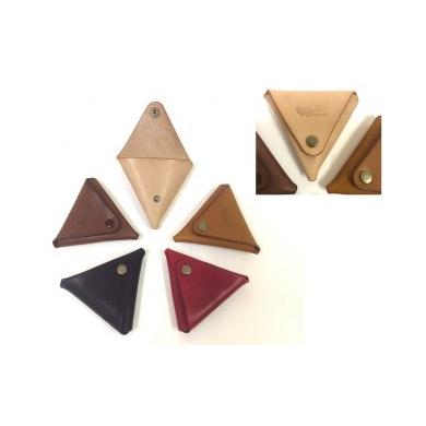 ふるさと納税 民芸品・工芸品 秋田県 五城目町 レザー三角コインケース(黒) 黒