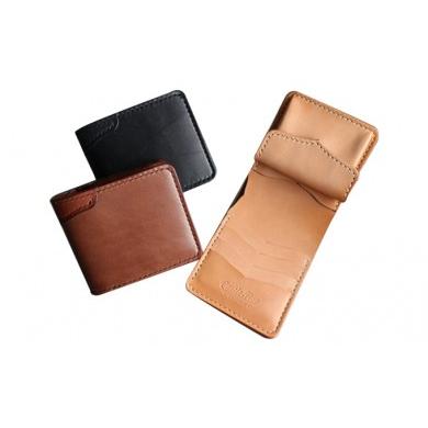 ふるさと納税 民芸品・工芸品 秋田県 五城目町 レザー二つ折財布(ハーフ)(茶) 茶