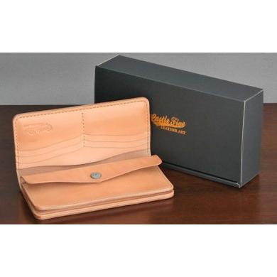 ふるさと納税 民芸品・工芸品 秋田県 五城目町 レザー二つ折財布(ロング)(茶) 茶